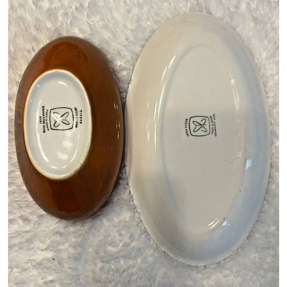 Vintage Ironstone Harmony House Tierra Gravy Boat w/ Plate 6” Brown Retro MCM - Picture 3 of 3